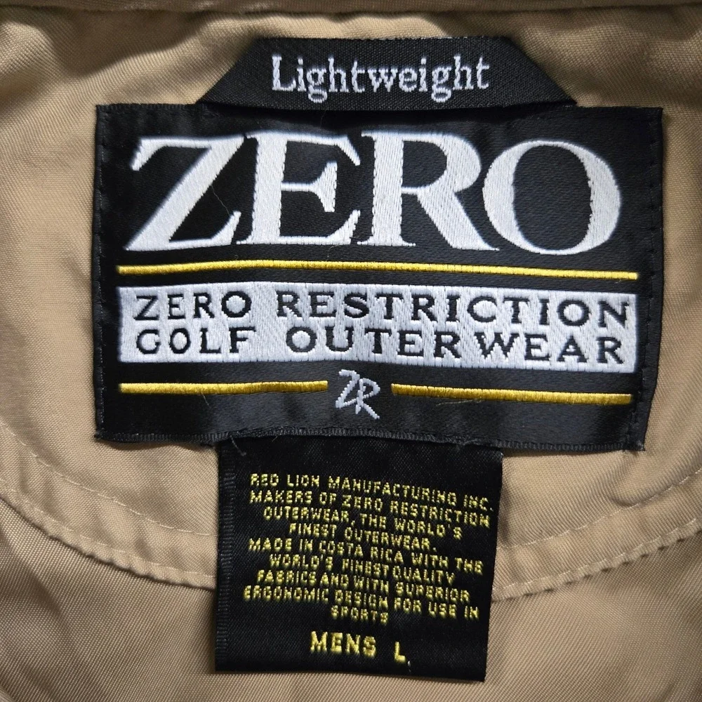 Zero Restriction Mens Lightweight Golf Vest Tan Khaki Microfiber Mock Neck Large